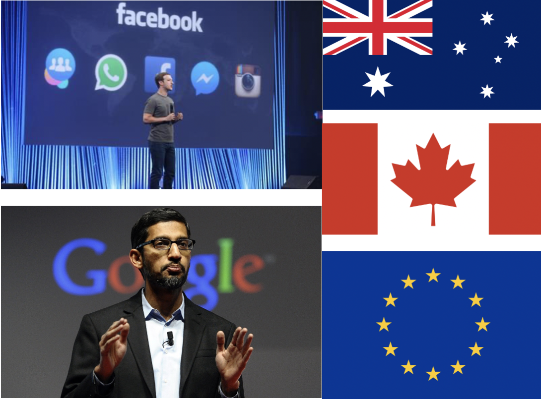 Google Facebook vs EU Canada Australia